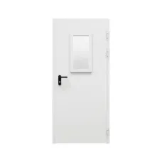 Дверь противопожарная металлическая однопольная ДПР-Олимп-01/30К с остеклением торцевая коробка (0950-2025, Правая, RAL 7035)