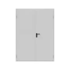 Дверь противопожарная металлическая сплошная двупольная равнопольная угловая коробка ДПР-Олимп-02/30К (1600-2075, Правая, RAL 7035)