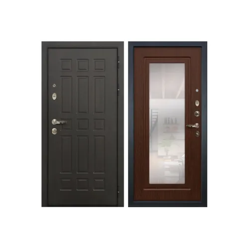 Входная металлическая дверь Лекс 8 Сенатор с зеркалом Береза мореная (панель №30)