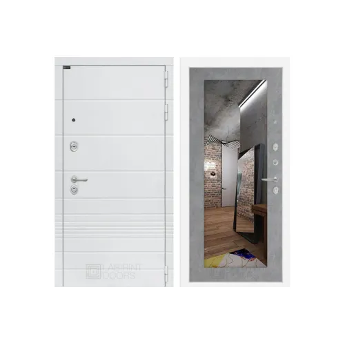 Входная дверь Трендо с Зеркалом 18 - Бетон светлый